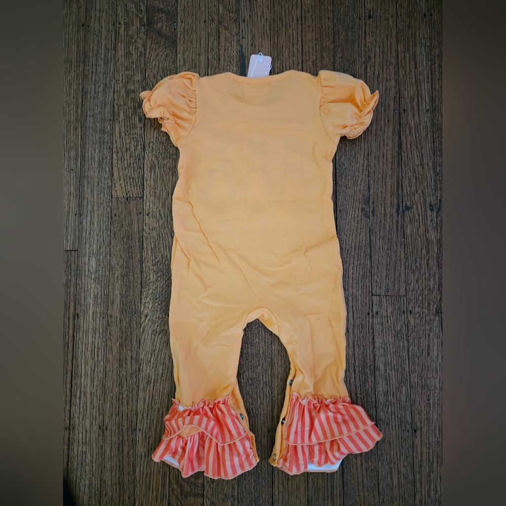 Marie Nicole Orange Bunny Ruffle Romper Sz 12-18M - Picture 3 of 4